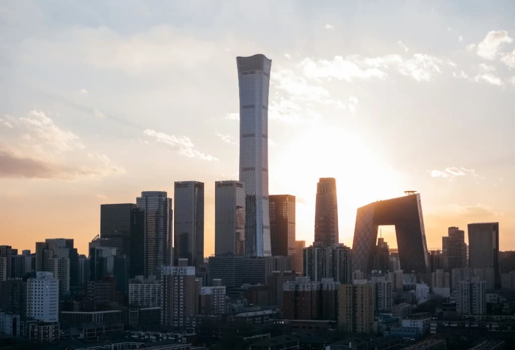 Beijing CBD skyline at sunset